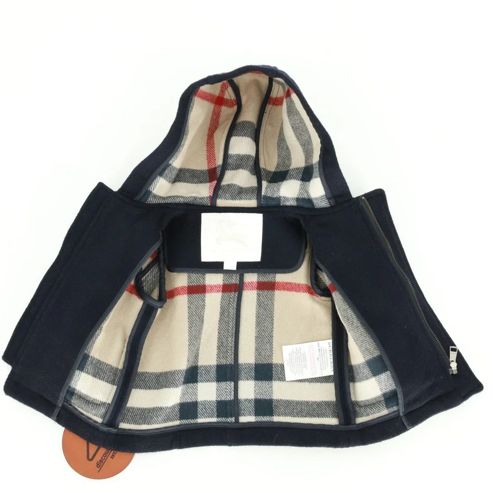 Burberry Children Wool Duffle Coat Hooded Nova Check Lining 6M Designer Luxury‎